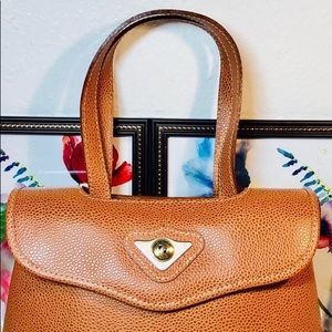 Pebbled fine leather small mini satchel bag Tan